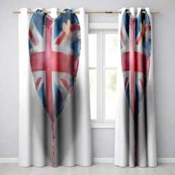 Heart Shaped British Flag Bandage Pop Art Creative Stylish Artwork For Home Decor Readymade Eyelet Ring Top Thermal 100% Blackout Curtains - thumbnail 1