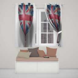Heart Shaped British Flag Bandage Pop Art Creative Stylish Artwork For Home Decor Readymade Eyelet Ring Top Thermal 100% Blackout Curtains - thumbnail 2