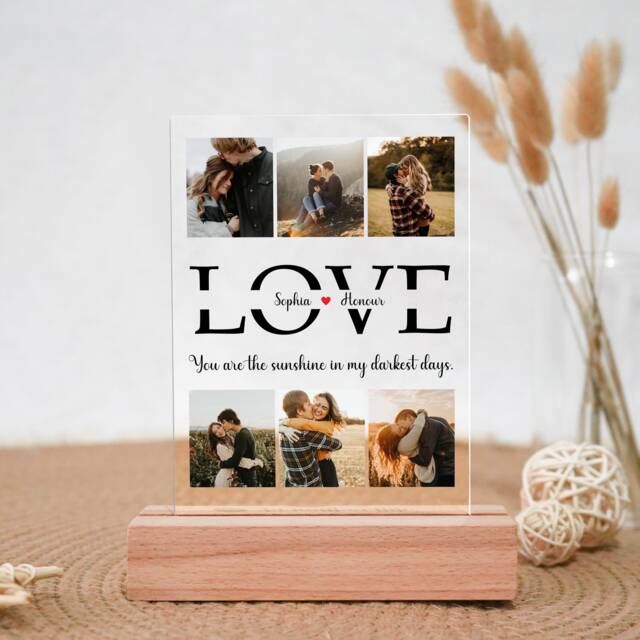 Personalized Photo Night Light, Photo Plaque Customized Light For Lover, Valentine's Day Gift, Birthday Bedroom Decoration - image 1