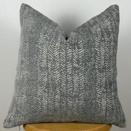 Gray Herringbone Throw Pillow Cover, Woven Cotton-Wool Blend - thumbnail 2
