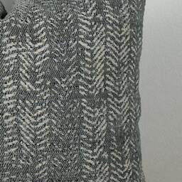 Gray Herringbone Throw Pillow Cover, Woven Cotton-Wool Blend - thumbnail 3