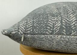Gray Herringbone Throw Pillow Cover, Woven Cotton-Wool Blend - thumbnail 1