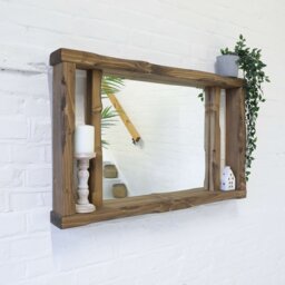 Mirror Shelf - Pillars Design Main Image Jacobean Irregular Chunky Wood Distressed Driftwood Style Chic Mantel Shelving - thumbnail 3