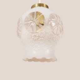 Emilija Vintage Pendant Light Handcrafted Glass Lamp Ribbed Retro Ceiling Fixture Yugoslavia Gold Brass - thumbnail 3