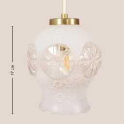 Emilija Vintage Pendant Light Handcrafted Glass Lamp Ribbed Retro Ceiling Fixture Yugoslavia Gold Brass - thumbnail 4