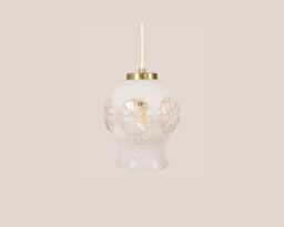 Emilija Vintage Pendant Light Handcrafted Glass Lamp Ribbed Retro Ceiling Fixture Yugoslavia Gold Brass - thumbnail 1