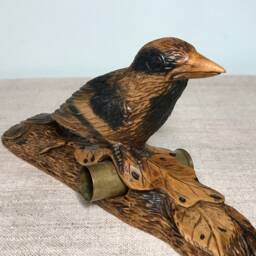 "Hand Carved Wooden Figurine ""Shot Sparrow" - thumbnail 3