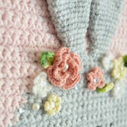 Crochet Bunny Wall Hanging - Nursery Decor, Handmade Cotton & Wool - thumbnail 3