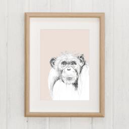 Monkey Illustration, Kids Illustration, Animals Room Decor, Baby Print 21x30, Children Decor - thumbnail 2