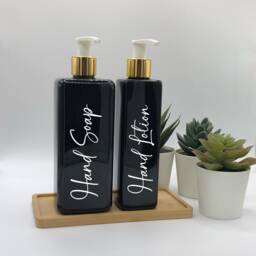 Personalised Black Square Soap Dispenser Bottle With White/Gold Pump 250Ml & 500Ml - thumbnail 2