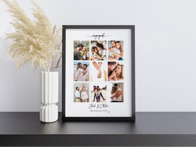 Personalised Engagement Photo Collage Gift, Engaged Frame, Gift For Engagement, Couples Couple, Custom Frame - image 1