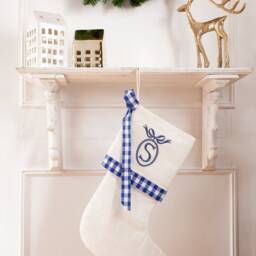 Chinoicery Gingham Christmas Stocking, Blue Stockings, & Wite Stocking - thumbnail 3