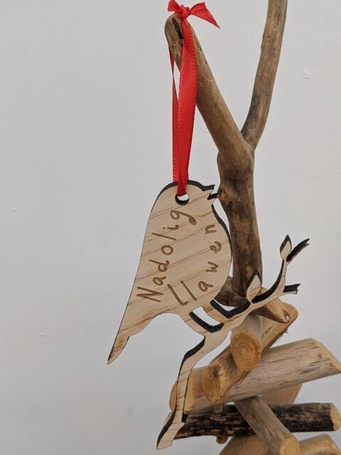Merry Christmas/Nadolig Llawen Bauble - Pk5
