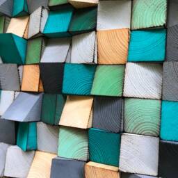 Reclaimed Wood Mosaic Wall Art - Green Gray Turquoise - thumbnail 4
