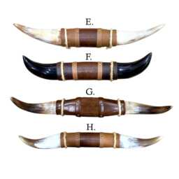 Genuine Bull Steer Horn Mount - Longhorn & Leather Mounted Wall Art Western Decor - thumbnail 3