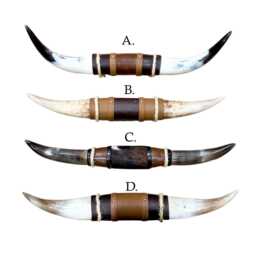 Genuine Bull Steer Horn Mount - Longhorn & Leather Mounted Wall Art Western Decor - thumbnail 2