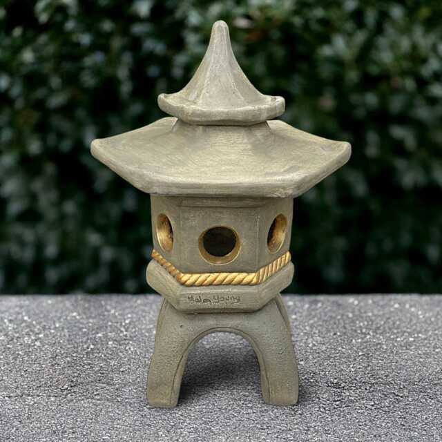 stone Gold Sculpture Concrete Pagoda Figurine Outdoor Lantern Decoration Cement Asian Ornament Handmade Zen Garden Decor - image 1