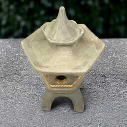 stone Gold Sculpture Concrete Pagoda Figurine Outdoor Lantern Decoration Cement Asian Ornament Handmade Zen Garden Decor - thumbnail 3