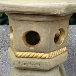 stone Gold Sculpture Concrete Pagoda Figurine Outdoor Lantern Decoration Cement Asian Ornament Handmade Zen Garden Decor - thumbnail 2