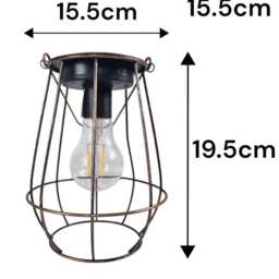 Metal Gold Hanging Solar Bulb Decorative Lantern Warm White Light Freestanding - thumbnail 2