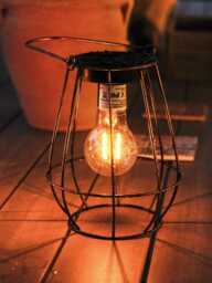 Metal Gold Hanging Solar Bulb Decorative Lantern Warm White Light Freestanding - thumbnail 1