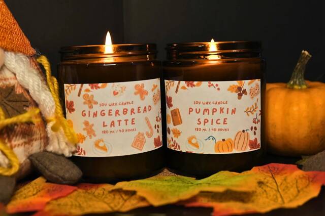 Handmade Soy Wax Candles Gingerbread & Pumpkin Spice Scents - image 1