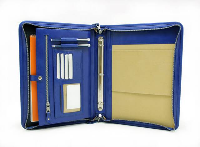 Leather Organizer, Personalized Leather Portfolio Men, Document Holder, Business Gift, Blue Folder - image 1