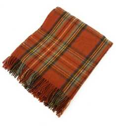 100% Wool Royal Stewart Antique Tartan Blanket Scottish Heritage Throw, Fringed - thumbnail 1