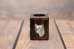 Chinese Crested Dog - Wooden Candlestick With Dog, Souvenir, Decoration, Limited Edition, Collection - thumbnail 1