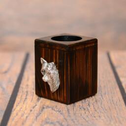 Chinese Crested Dog - Wooden Candlestick With Dog, Souvenir, Decoration, Limited Edition, Collection - thumbnail 2