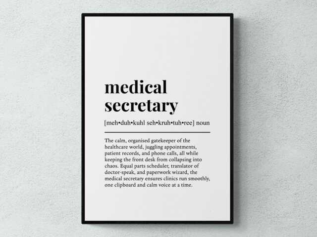 Medical Secretary Funny Definition Job Work Gift Wall Art Print - image 1