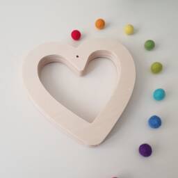 Rainbow Heart - Wool Felt Ball Pom Sustainable Wooden Wood Anniversary Stocking Filler - thumbnail 3