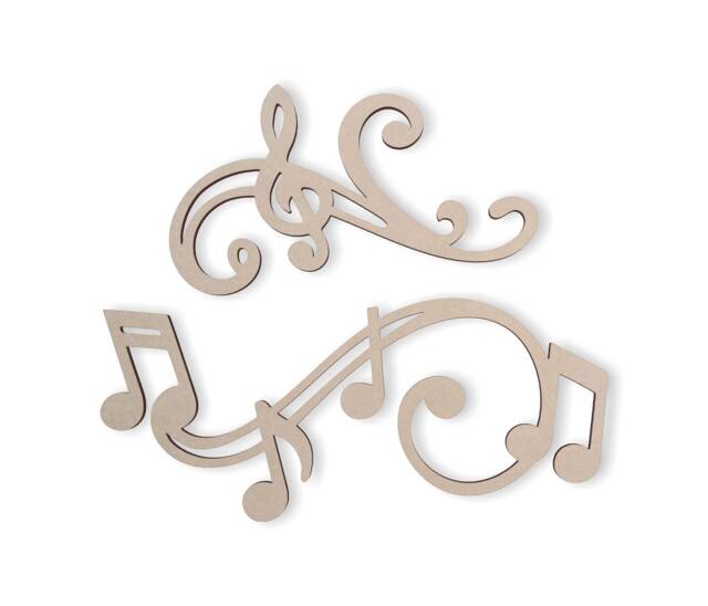 Wooden Musical Notes Wall Decor Unfinished Mdf, Music Room Art - 2 Pieces - image 1