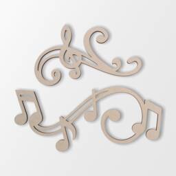 Wooden Musical Notes Wall Decor Unfinished Mdf, Music Room Art - 2 Pieces - thumbnail 3