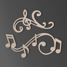 Wooden Musical Notes Wall Decor Unfinished Mdf, Music Room Art - 2 Pieces - thumbnail 2