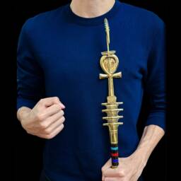 Ebony Was Sceptre God Osiris Staff With Brass & 24K Gold - thumbnail 2