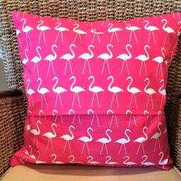 Pink Flamingo Pillow Cover, Pink Flamingo Throw Pillow, Decorative Bedroom Pillowcase, Cushion Cover 16x16 - thumbnail 2