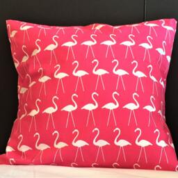 Pink Flamingo Pillow Cover, Pink Flamingo Throw Pillow, Decorative Bedroom Pillowcase, Cushion Cover 16x16 - thumbnail 3