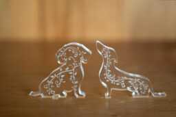 Dachshund Ornaments Clear Acrylic - Freestanding Sausage Dog Silhouette With Intricate Engraved Design - thumbnail 1