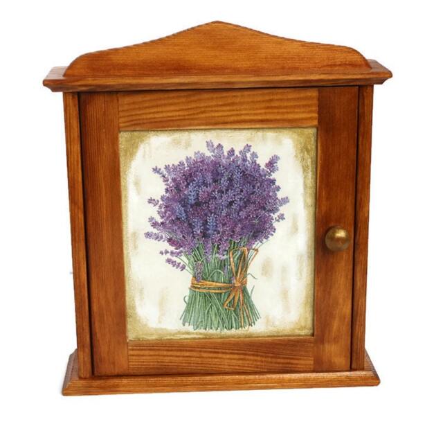 Key Holder Lavender Box Decoupage Wall Storage Lavender Key Cabinet Wooden Gift Home Decor - image 1