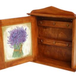 Key Holder Lavender Box Decoupage Wall Storage Lavender Key Cabinet Wooden Gift Home Decor - thumbnail 3
