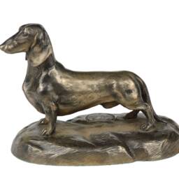 Dachshund Wirehaired, Dog Wooden Base Statue, Limited Edition, Artdog - thumbnail 2