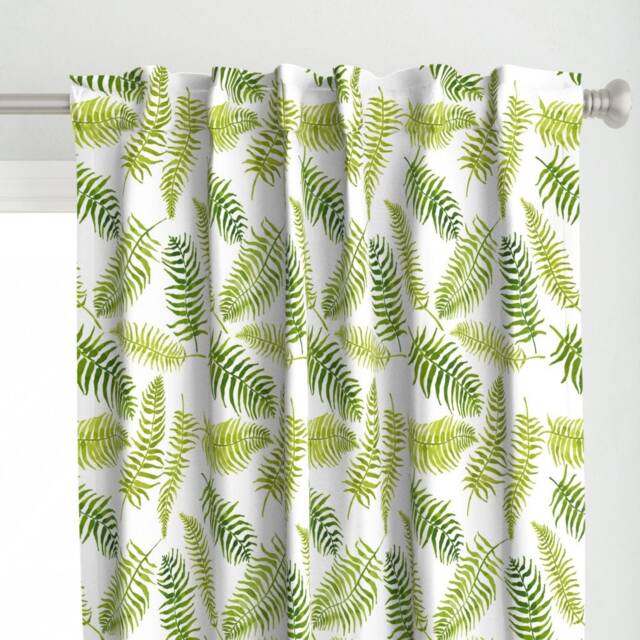 Green Curtain Panel - Fern Pattern Tropical Print Leaf Botanical Custom Fern-I-Licious By Limezinniasdesign - image 1