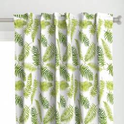 Green Curtain Panel - Fern Pattern Tropical Print Leaf Botanical Custom Fern-I-Licious By Limezinniasdesign - thumbnail 1