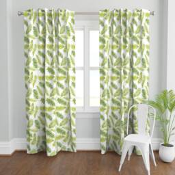 Green Curtain Panel - Fern Pattern Tropical Print Leaf Botanical Custom Fern-I-Licious By Limezinniasdesign - thumbnail 2