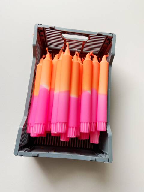 Dip Dye Candles/Hand-Dyed Taper Neon Pink Orange Gift - image 1