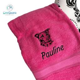 Staffordshire Bull Terrier Dog Towel - Personalised Face Cloth/Hand Bath Embroidered Dog & Text Staffie Staffy - thumbnail 1
