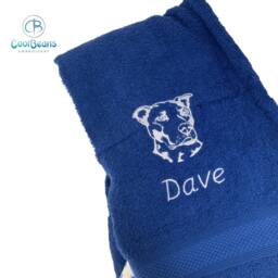 Staffordshire Bull Terrier Dog Towel - Personalised Face Cloth/Hand Bath Embroidered Dog & Text Staffie Staffy - thumbnail 2