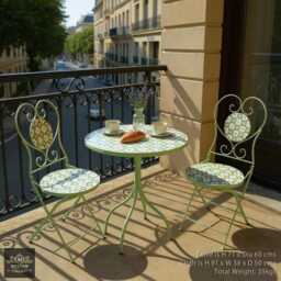 Mosaic Bistro Table & 2 Chairs Set - Garden Patio Outdoor Furniture, Alfresco - thumbnail 1