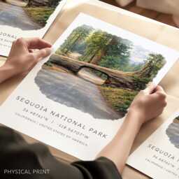 Sequoia National Park, Travel Poster, California Road Trip, Fallen Tree Road, Usa Parks, Gifts, Wall Art - thumbnail 1